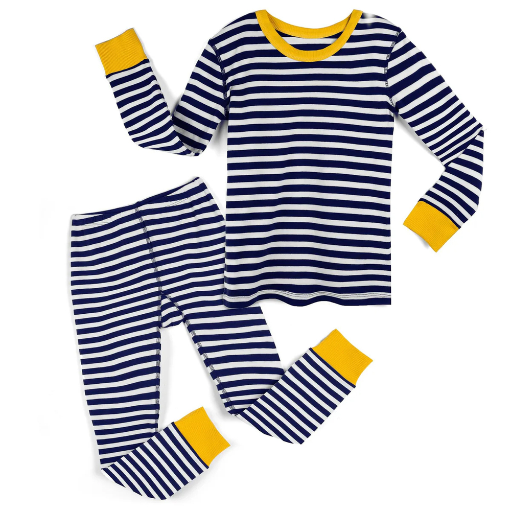 Mightly Boys Navy Stripe 2-piece Pajamas size: 2-5T
